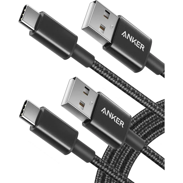 Anker Premium doppelt-geflochtenes Nylon Kabel [2 Stück], 1,8 m, schwarz (B8173011)