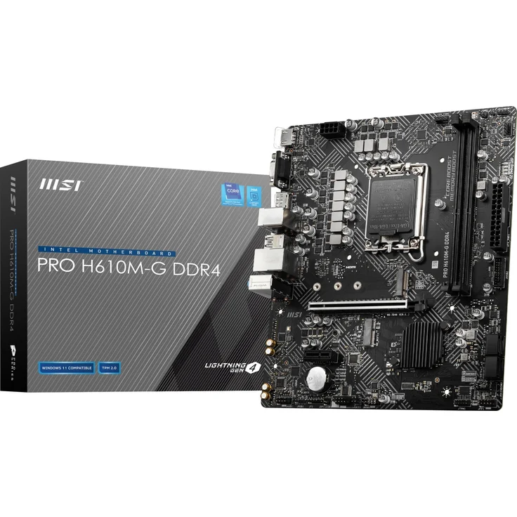 MSI PRO H610M-G DDR4 Mainboard, Micro-ATX - unterstützt Intel Core Prozessoren 12. Generation, LGA 1700, 2 x DIMMs (3200MHz) – Bild 1