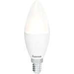Hama 00176586 WLAN Lampe mit Lampenfassung E14, Smart Lampe funktioniert ohne Hub, LED Leuchtmittel mit 5,5 W in Kerzenform, Sprach-/App-Steuerung, Smart Home Lampe für verschiedene Lichtatmosphären, weiß