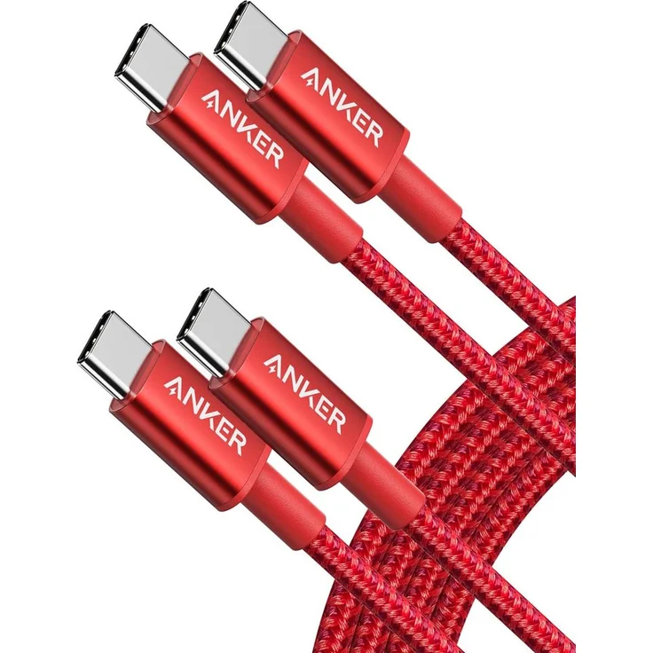 Anker 2 Pack New Nylon USB C to USB C Cable, 1,8 m, rot (B8753091) – Bild 1