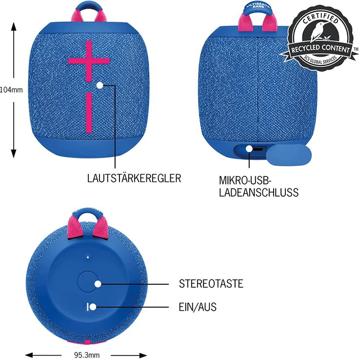 UE Ultimate Ears ULTIMATE EARS WONDERBOOM 3 Bluetooth-Lautsprecher  stossfest, spritzwassergeschützt, blau – Bild 2
