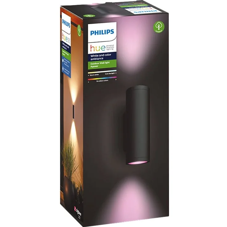 Philips Hue White & Col. Amb. LED Außenwandleuchte Appear, schwarz, bis zu 16 Mio. Farben, steuerbar via App – Bild 4
