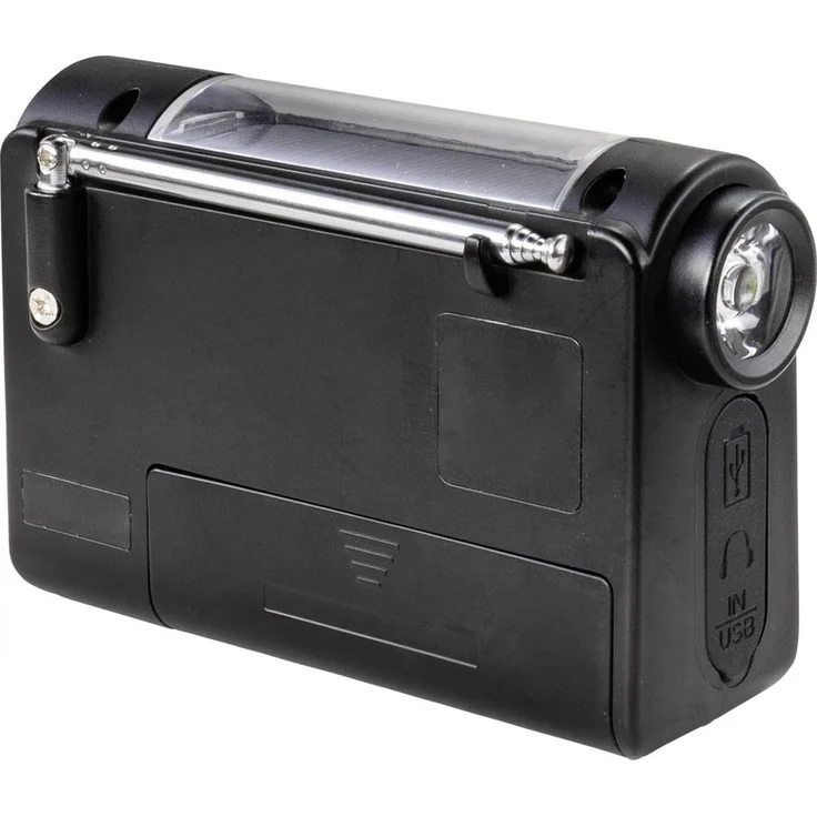 Renkforce RF-CR-200 Kofferradio mit Notfallfunktion (Aufladen per Sonnenenergie oder Handkurbel), Ladefunktion für Smartphone, FM, AM, KW, schwarz – Bild 3