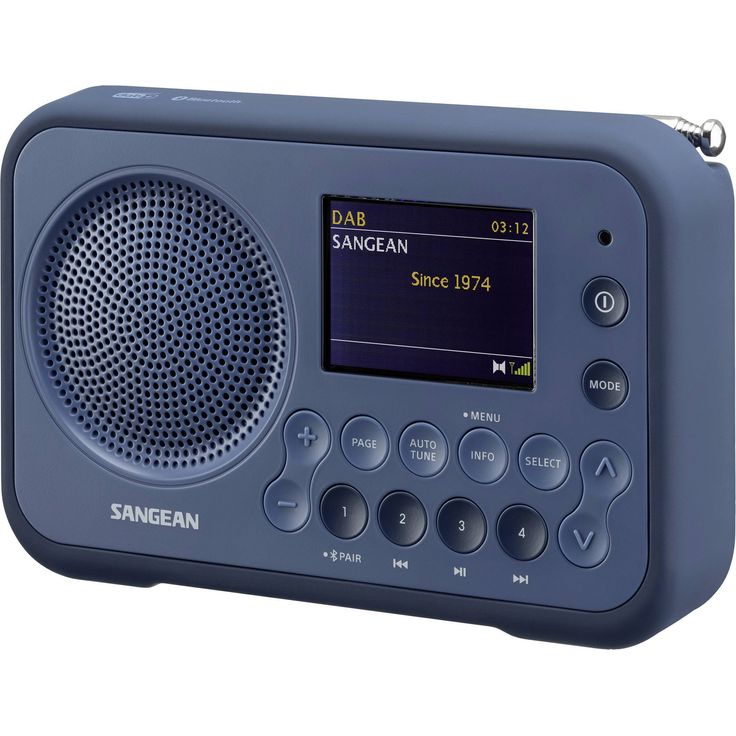 Sangean DPR-76BT Taschenradio mit Bluetooth, PS (Programme Service Name), CT (Clock Time), RT (Radio Text), PTY (Programme Type), Tastenseprre, DAB+, UKW-RDS (FM), blau