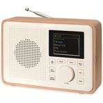 Denver DAB-60LW Digitalradio mit Automatische Uhreinstellung, DAB, DAB+, UKW (FM), hellbraun, weiß