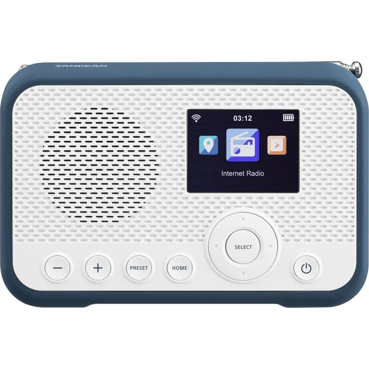 Sangean WFR-39 Internetradio mit Bluetooth, WLAN, Streaming, Cloud Music, Spotify Connect, DAB+, UKW (FM), Internetradio, weiß, blau