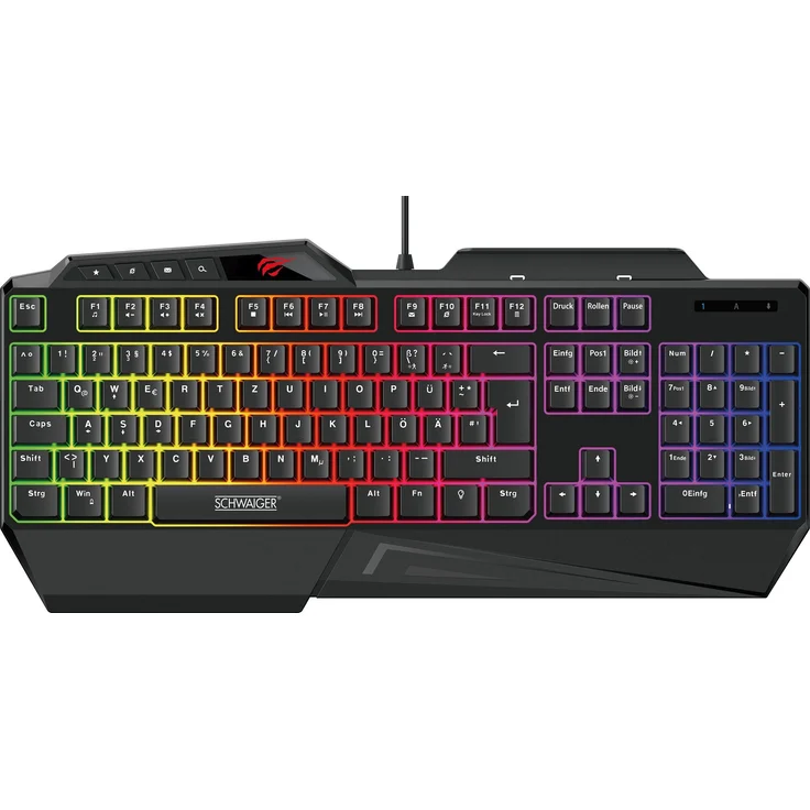 Schwaiger GT108, Gaming-Tastatur, USB, QWERTZ, Standard, mechanisch, schwarz (GT108) – Bild 1