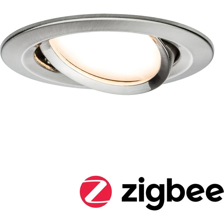 Paulmann 929.58 Nova Plus LED Einbauleuchte Smart Home, ZigBee, rund schwenkbar, 6 W, dimmbar, Einbaustrahler, Eisen gebürstet, Spot, Alu Zink, Einbaulampe, 2700 K – Bild 4