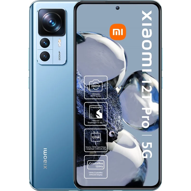 Xiaomi 12T Pro 5G Smartphone 16,942cm (6,67 Zoll) AMOLED-Display, 256GB interner Speicher, 8GB RAM, Dual-SIM, Android 12, Blau – Bild 1