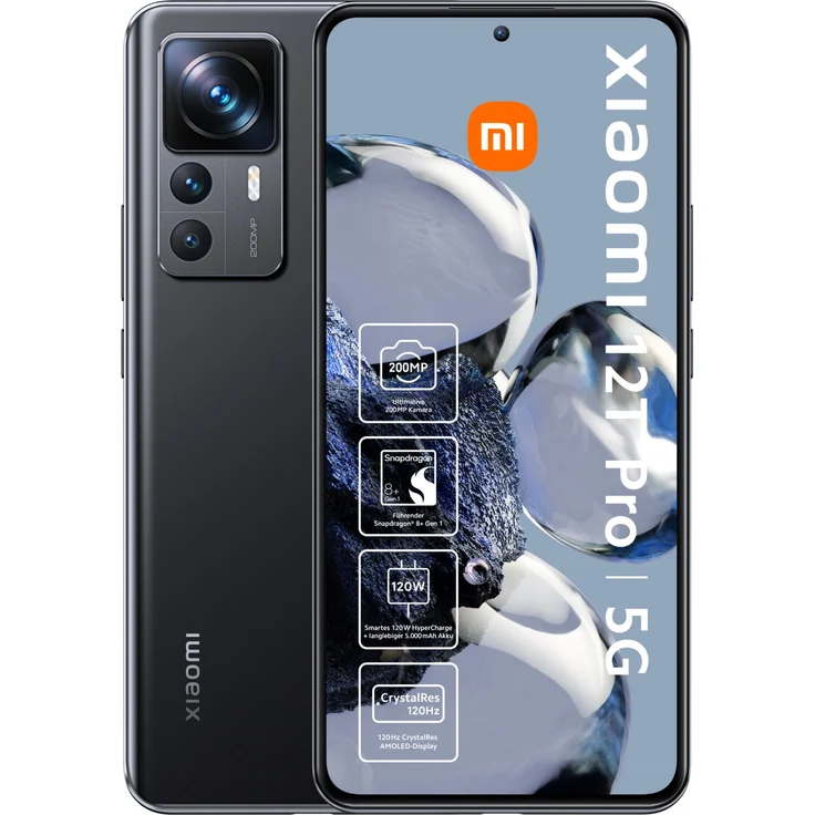Xiaomi 12T Pro 5G Smartphone 16,942cm (6,67 Zoll) AMOLED-Display, 256GB interner Speicher, 8GB RAM, Dual-SIM, Android 12, Schwarz – Bild 1