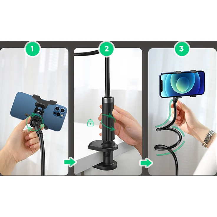 UGREEN Handyhalterung für Bett Schwanenhals Halterung Handy Tischhalterung kompatibel mit Smartphones 4-7,2 Zoll – Bild 3