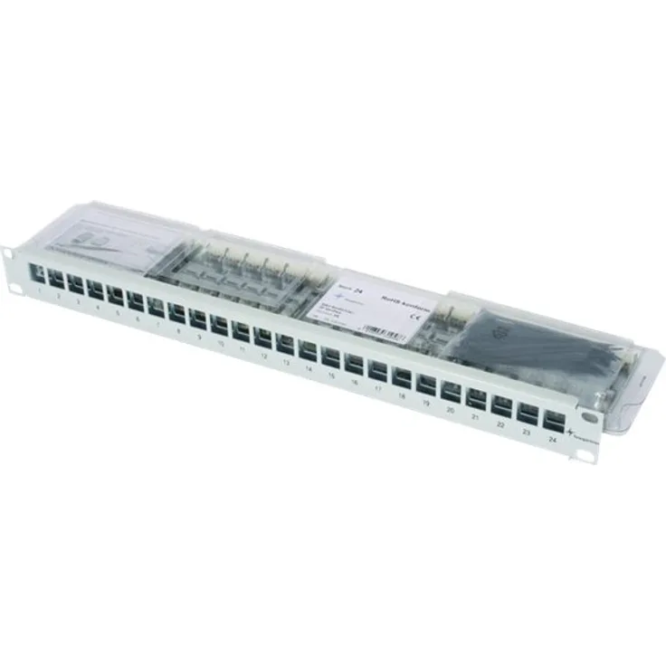 Telegärtner - Patch Panel - Rack montierbar - RJ-45 X 24 - Hellgrau, RAL 7035 - 1U