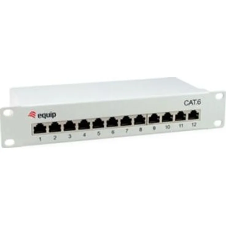Equip Patchpanel 12 Port RJ45 Cat6 10 Zoll 1HE geschirmt, hellgrau