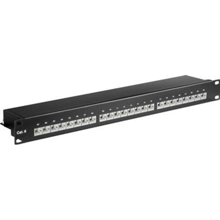 19 Zoll -1HE 24-Port goobay Cat.6 Patchpanel, schwarz