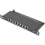 DIGITUS CAT 6A Patch Panel, geschirmt,8-Port 1-2HE, 10'', Rack Mount,schwarz RAL 9005, DN-91608S-SL-EA