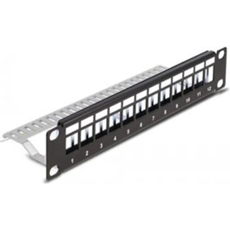DELOCK 10'' Keystone Patchpanel 12 Port Entl.schiene 1HE schw