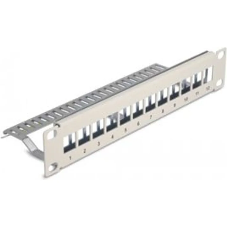 DELOCK 10'' Keystone Patchpanel 12 Port Entl.schiene 1HE grau