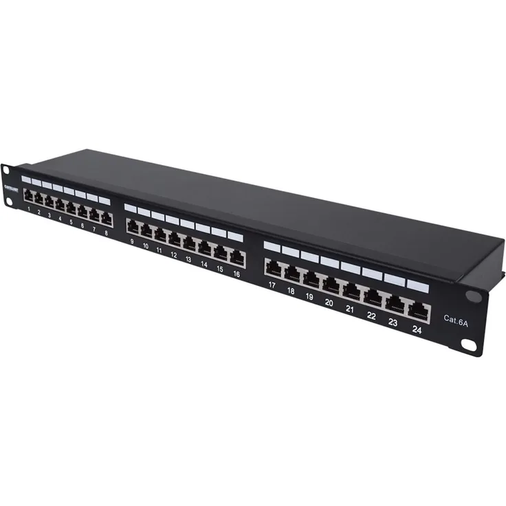 Intellinet 24-Port Cat6a Patchpanel FTP 1HE schwarz