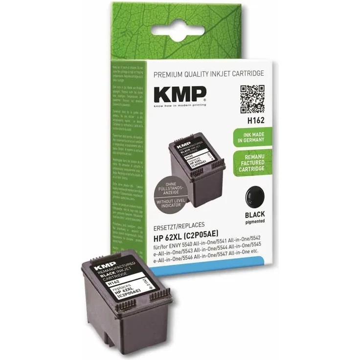 KMP Tintenpatrone kompatibel für HP 62XL (C2P05AE), schwarz