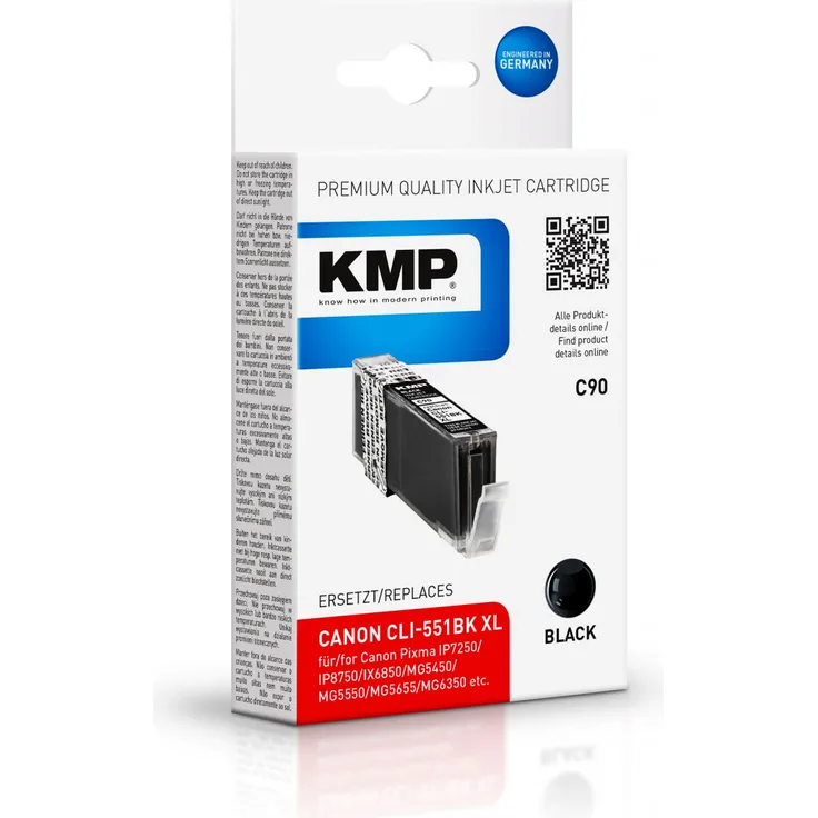 KMP Tintenpatrone C90 schwarz ersetzt Canon CLI551BK XL