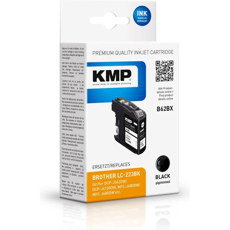 KMP B62BX Tintenpatrone schwarz kompatibel mit Brother LC-223 BK Druckerpatronen