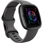 Fitbit Sense 2 Smartwatch GPS, Unisex, 40,5mm, Silikonarmband in Nachtgrau, Aluminiumgehäuse in Graphit