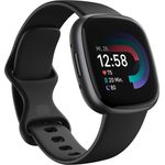 Fitbit Versa 4 Smartwatch GPS, Unisex, 40,5mm, Silikonarmband in Schwarz, Aluminiumgehäuse in Graphit