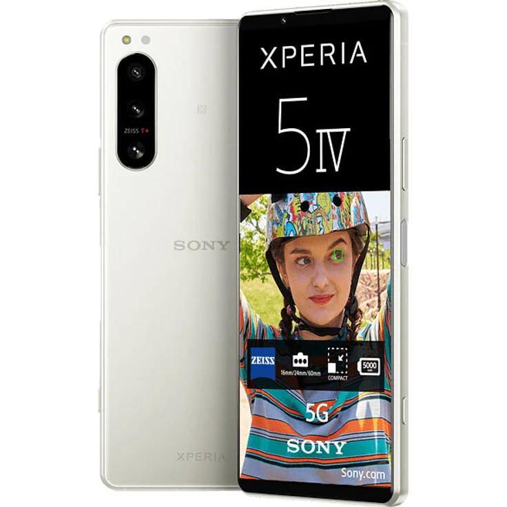 Sony Xperia 5 IV Smartphone 15,494cm (6,1 Zoll) OLED-Display, 128GB interner Speicher, 8GB RAM, Android 12, Dual-SIM, Weiß – Bild 1