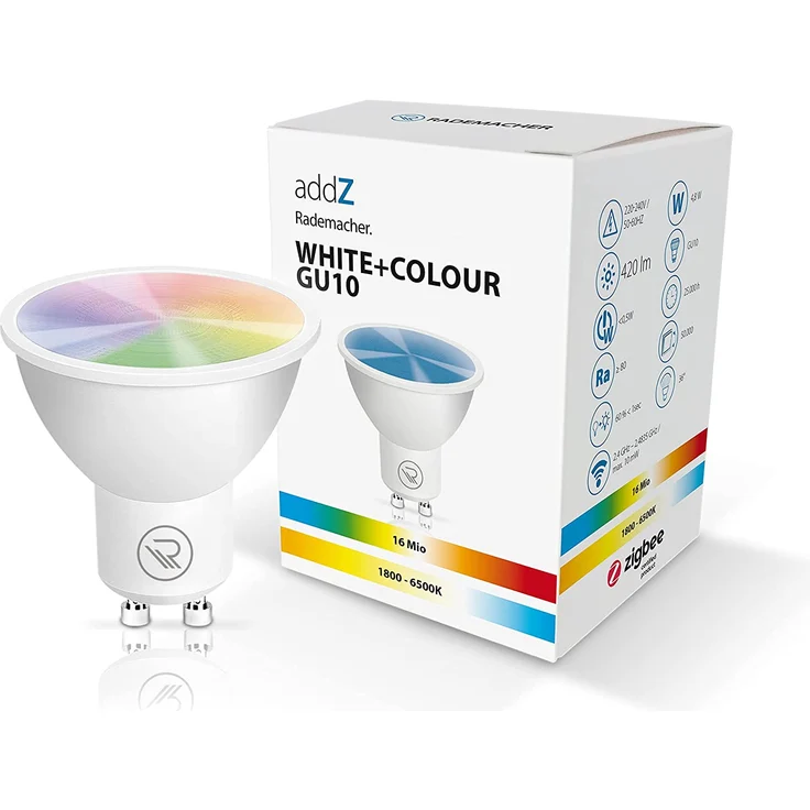 Rademacher addZ White + Colour GU10 LED Zigbee 3.0 RGBW Leuchtmittel 4,8 W, 420lm – Bild 1