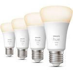 Philips Hue White LED Lampe in Standardform E27 A60 Viererpack 806lm dimmbar via App oder Sprache