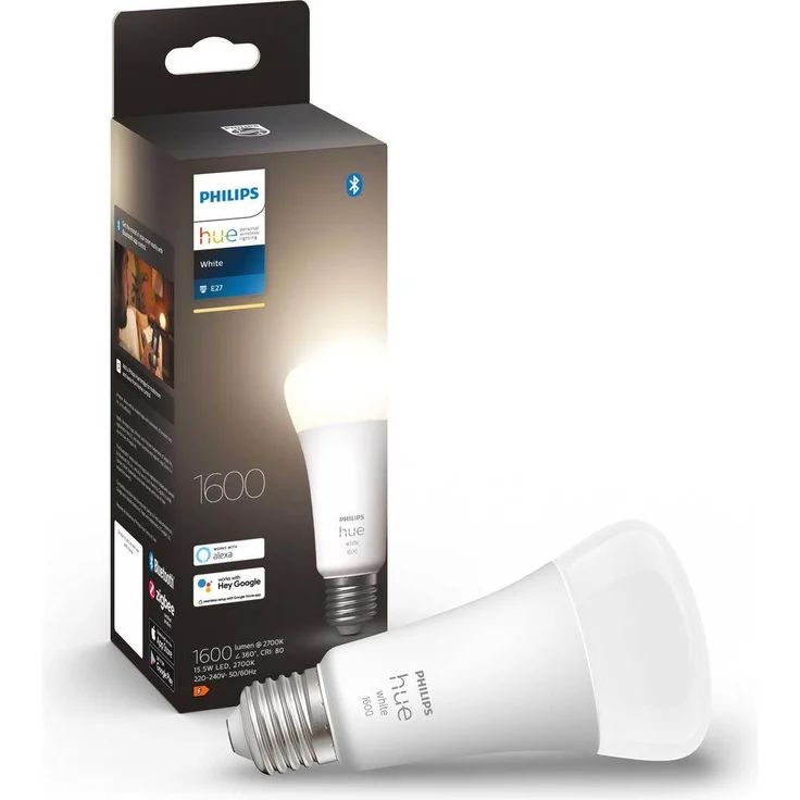 Philips Hue White E27 Leuchtmittel Einzelpack Bluetooth ZigBee dimmbar 2700 K warmweiß 1600 lm LED – Bild 1
