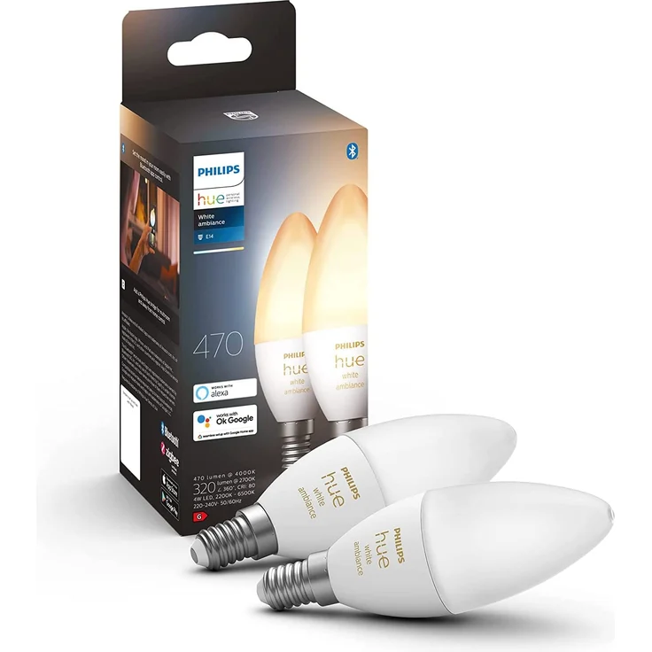 Philips Lighting Hue LED-Leuchtmittel (Erweiterung) Hue White Ambiance Doppelpack E14 2x470lm E14 – Bild 1