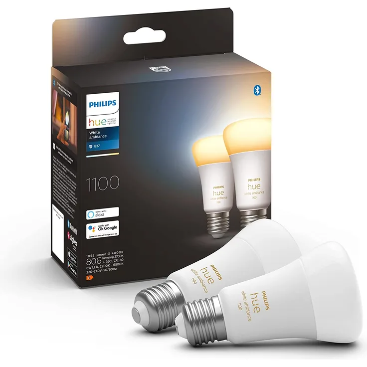 Philips Hue White Ambiance E27 LED Lampe Doppelpack 2x 8,5 W Bluetooth