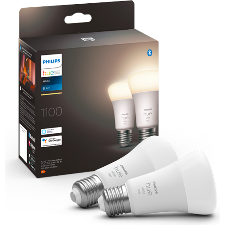 Philips Hue White LED Lampe in Standardform E27 A60 Doppelpack 1055lm dimmbar via App oder Sprache – Bild 2