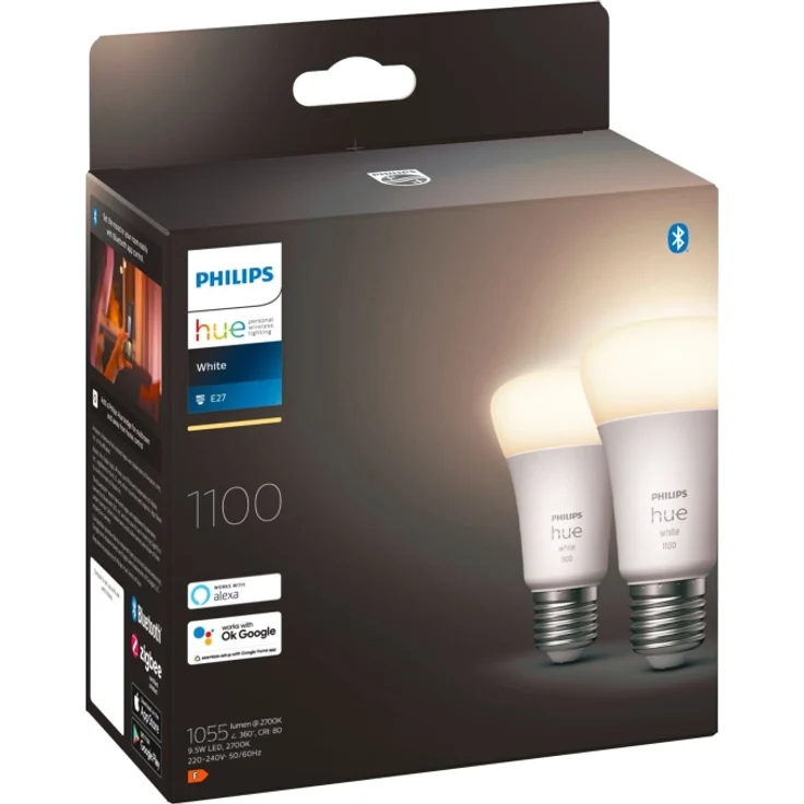 Philips Hue White LED Lampe in Standardform E27 A60 Doppelpack 1055lm dimmbar via App oder Sprache – Bild 3