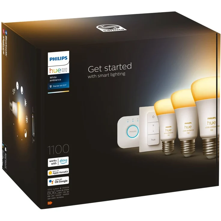 Philips Hue White Ambiance E27 3er Starter Set inkl. Dimmschalter 3x806lm 75W – Bild 2