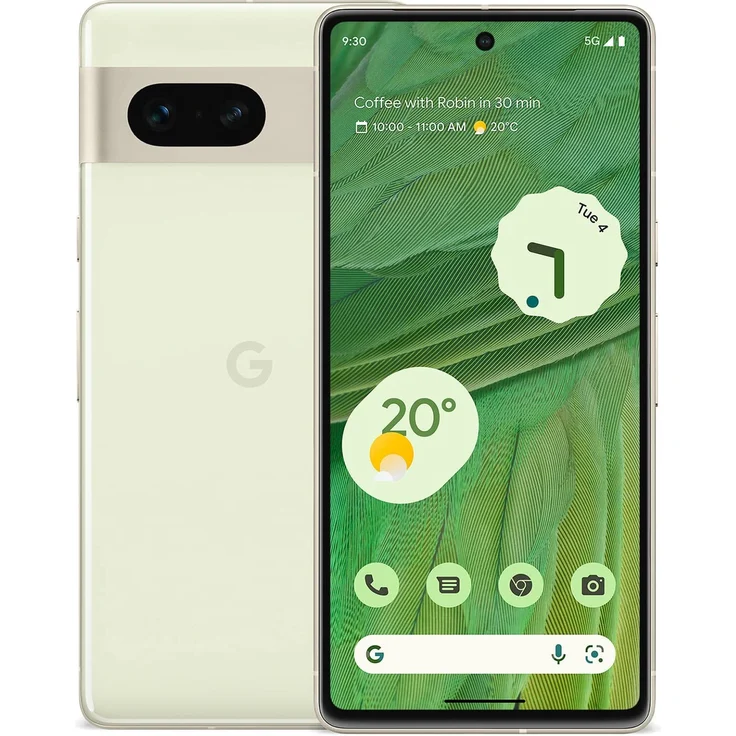 Google Pixel 7 5G Smartphone 16,05cm (6,32 Zoll) AMOLED-Display, 128GB interner Speicher, 8GB RAM, Dual-SIM, Android 13, Lemongrass – Bild 1
