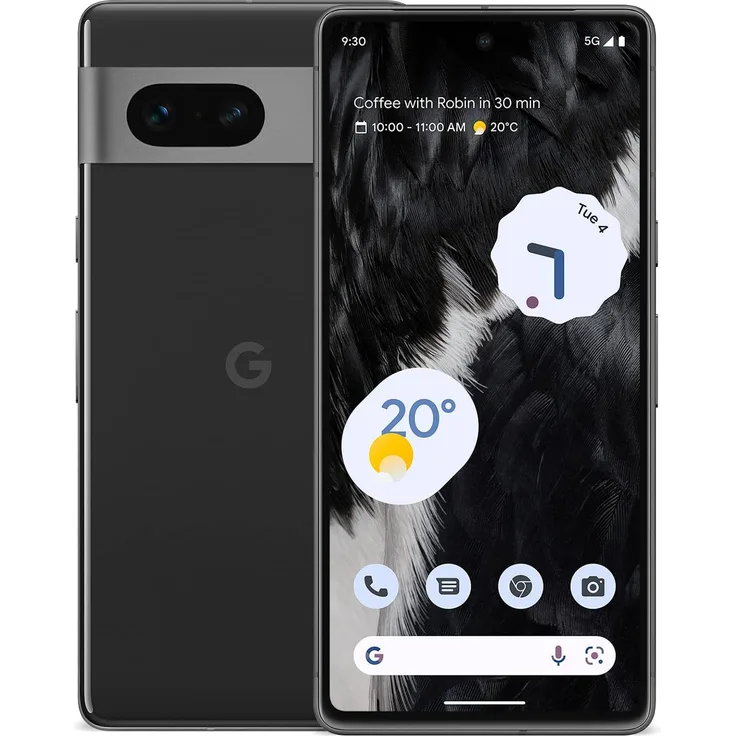 Google Pixel 7 5G Smartphone 16,05cm (6,32 Zoll) AMOLED-Display, 128GB interner Speicher, 8GB RAM, Dual-SIM, Android 13, Obsidian
