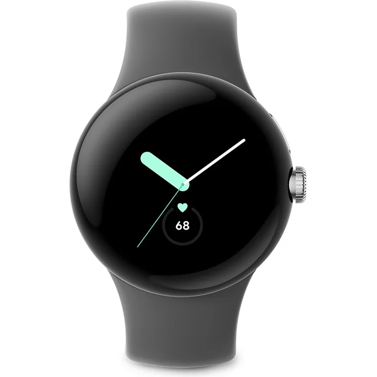 Google Pixel Watch 4G Smartwatch, Unisex, 41mm, Polished Silver Sportarmband Charcoal – Bild 2