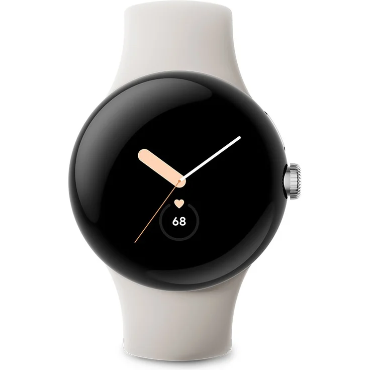 Google Pixel Watch Bluetooth Smartwatch, Unisex, 41mm, Polished Silver Sportarmband Chalc – Bild 2