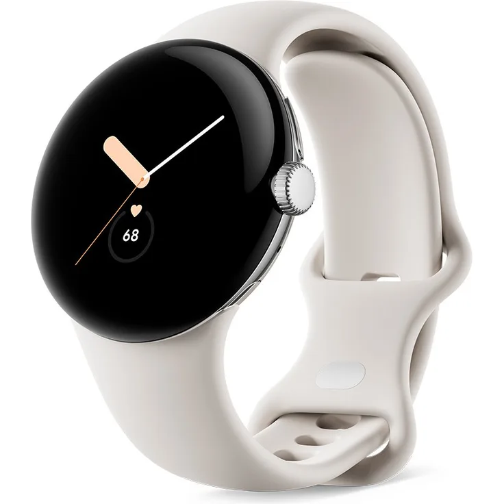 Google Pixel Watch Bluetooth Smartwatch, Unisex, 41mm, Polished Silver Sportarmband Chalc