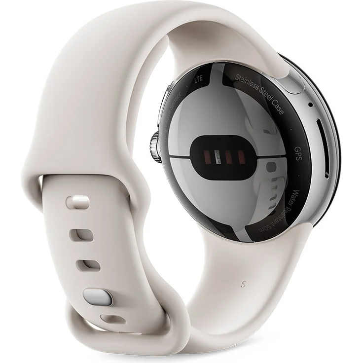 Google Pixel Watch Bluetooth Smartwatch, Unisex, 41mm, Polished Silver Sportarmband Chalc – Bild 3