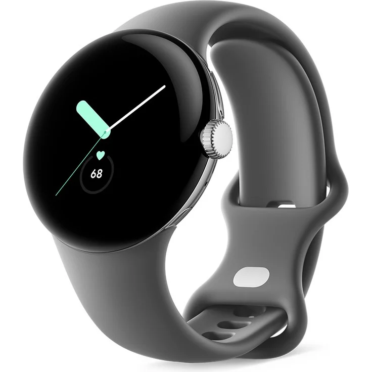 Google Pixel Watch Bluetooth Smartwatch, Unisex, 41mm, Polished Silver Sportarmband Charcoal – Bild 1