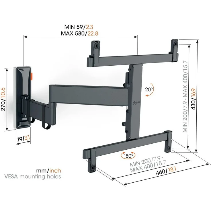 Vogel's COMFORT TVM 3465 Full Motion Medium Wandhalterung, schwarz – Bild 5