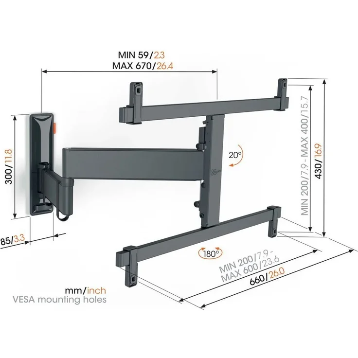 Vogel's COMFORT TVM 3665 Full Motion Large Wandhalterung, schwarz – Bild 5