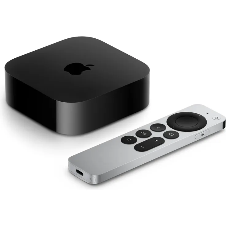 Apple TV 4K Wi-Fi, Ethernet 128GB (3. Generation), Dolby Atmos, Dolby Vision, A15 Bionic (2022), schwarz/silber