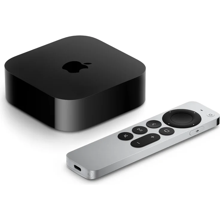 Apple TV 4K Wi-Fi, Ethernet 128GB (3. Generation), Dolby Atmos, Dolby Vision, A15 Bionic (2022), schwarz/silber – Bild 1