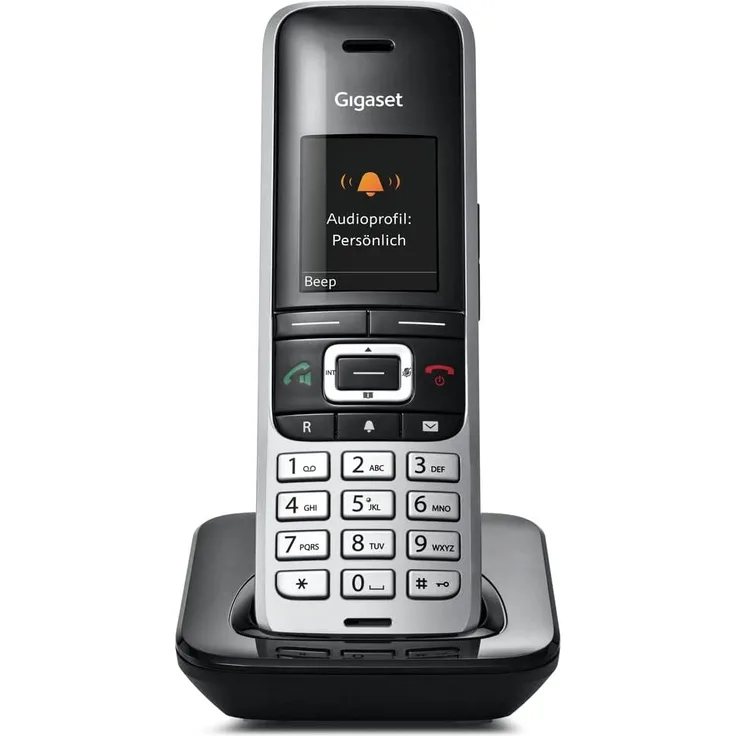 Gigaset Premium 100HX, DECT-Mobilteil mit Ladeschale, Schnurloses Telefon, Erweiterung für Router und DECT-Basis – Fritzbox-kompatibel, Datensynchronisation per USB, top Akustik, Platin-schwarz (S30852-H2669-B111)