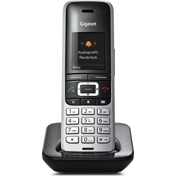 Gigaset Premium 100HX, DECT-Mobilteil mit Ladeschale, Schnurloses Telefon, Erweiterung für Router und DECT-Basis – Fritzbox-kompatibel, Datensynchronisation per USB, top Akustik, Platin-schwarz (S30852-H2669-B111) – Bild 1