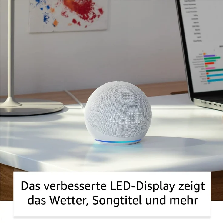 Amazon Echo Dot (5. Generation, 2022) mit Uhr, Smarter Lautsprecher mit Uhr und Alexa, Graublau – Bild 4
